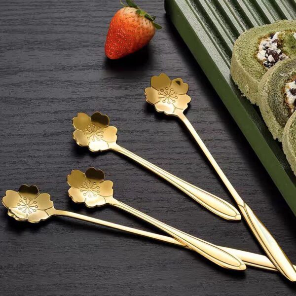 Gold Sakura Dessert Tea Spoon